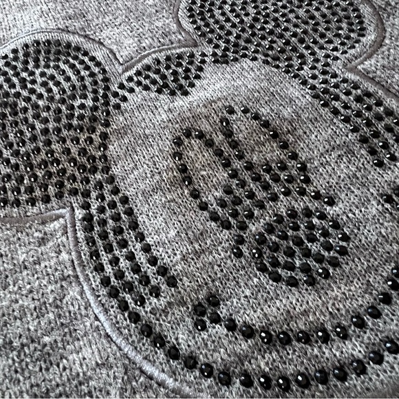 EUC Disney Mickey Mouse Embellished Scarf in Gray and Black - Picture 3 of 6